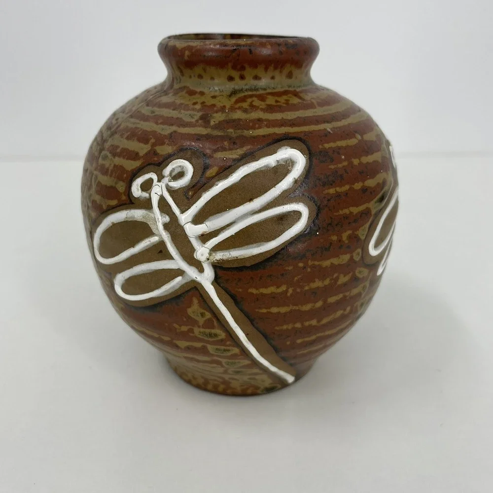 Vintage Rustic Japanese Pottery Vase 5